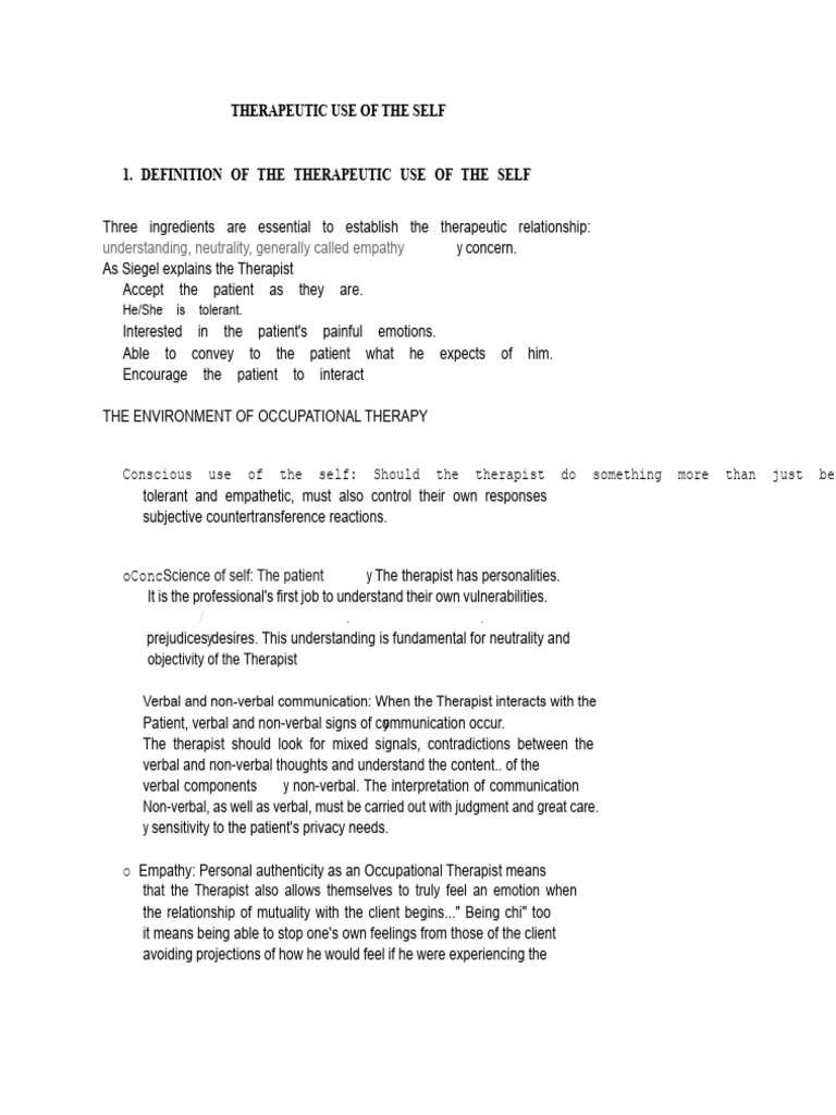 Therapeutic Use of The Self | PDF | Psychotherapy | Empathy
