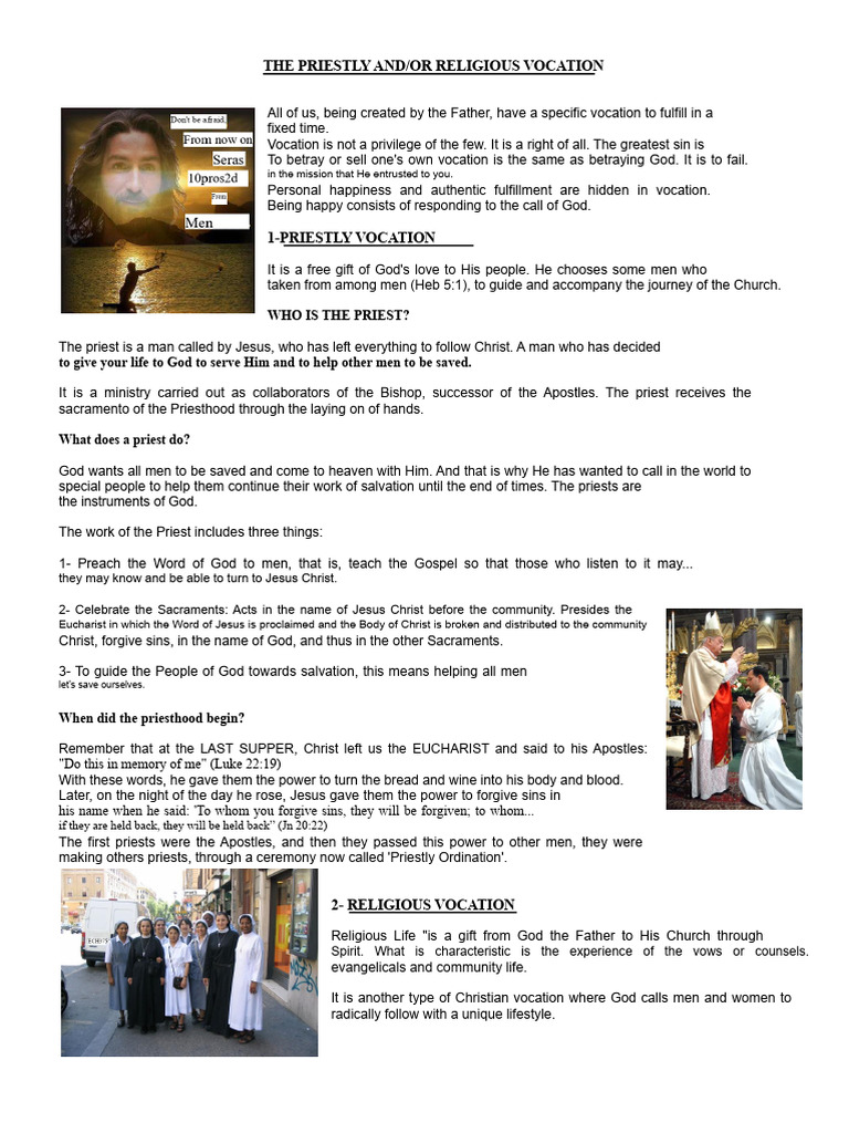Understanding Priestly and Religious Vocation | PDF | Eucharist | Jesus