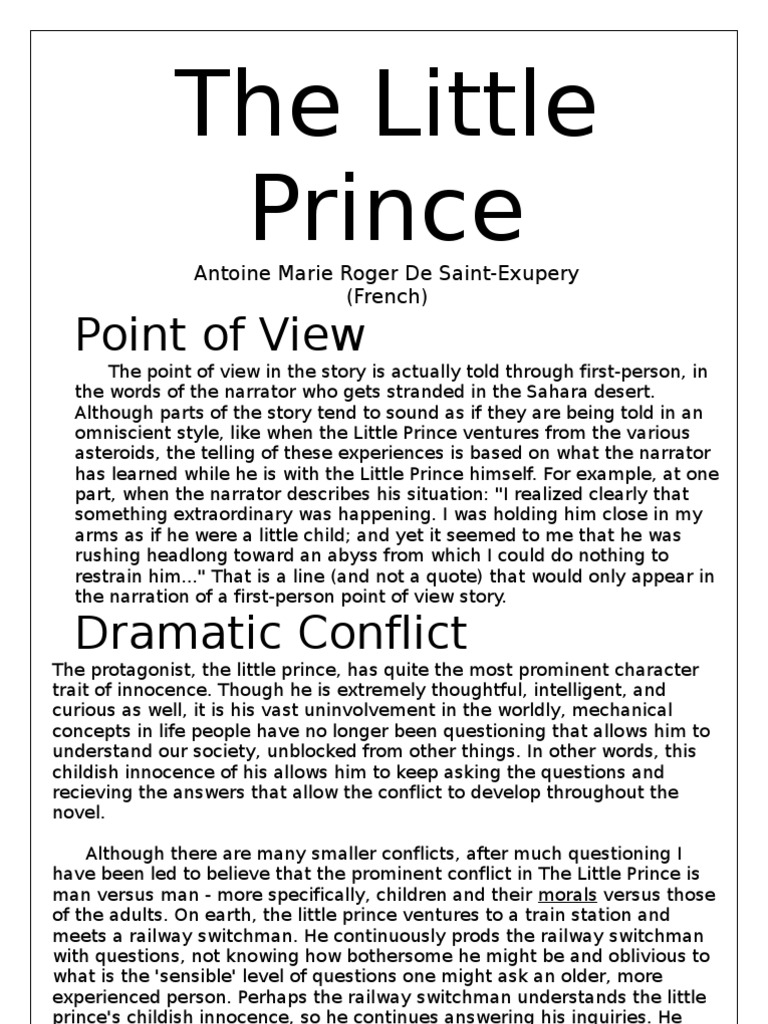 The Little Prince summary The Little Prince Narration