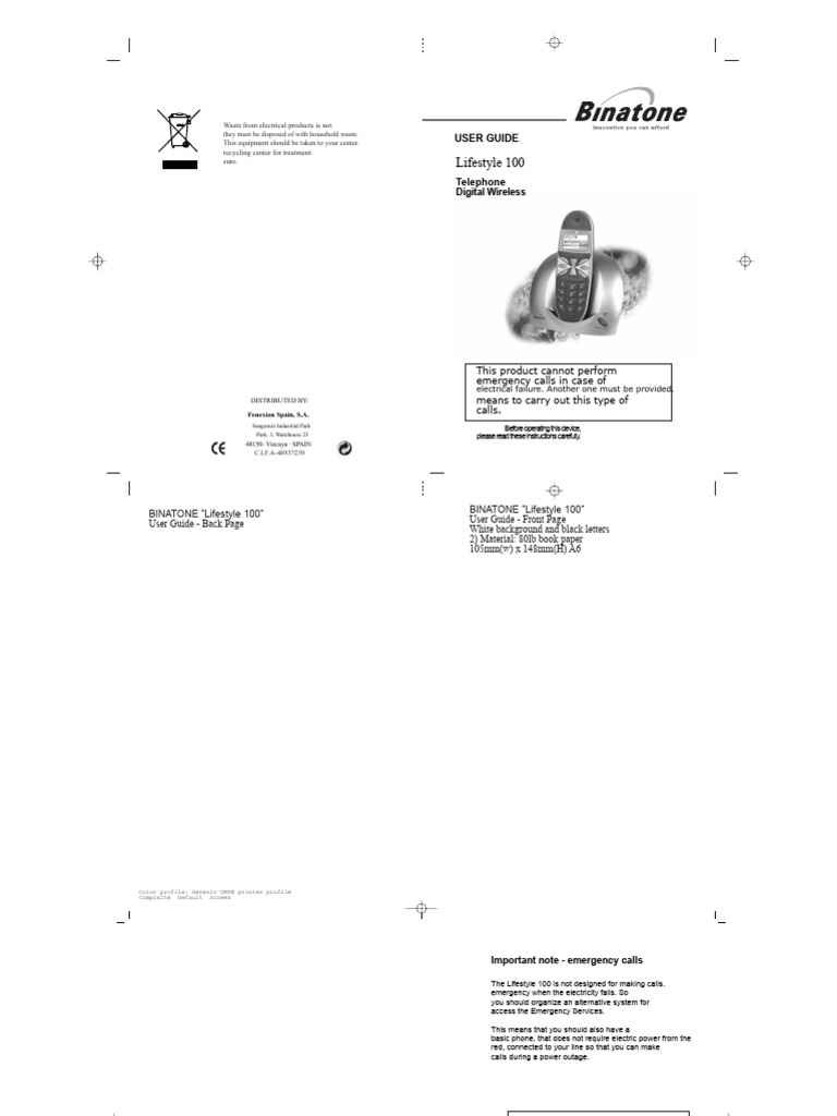 Lifestyle 100 User Guide and Safety Info | PDF | Telephone | Laptop