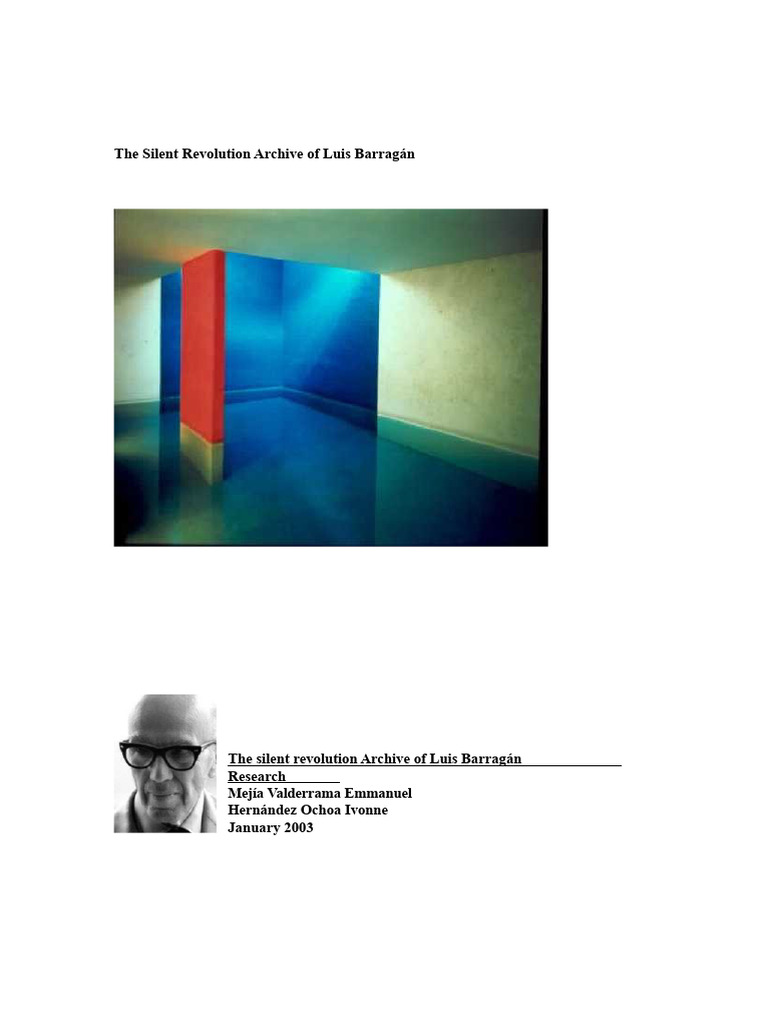 アート・デザイン・音楽 Luis Barragan: The Quiet Revolution 8315 - The Quiet Revolution Archive of Luis Barragan | PDF