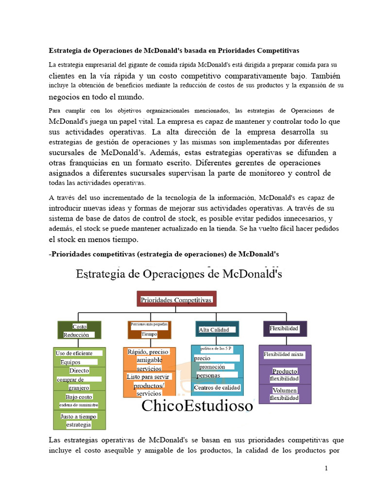 Estrategia de Operaciones de McDonald's | PDF | Calidad (comercial ...