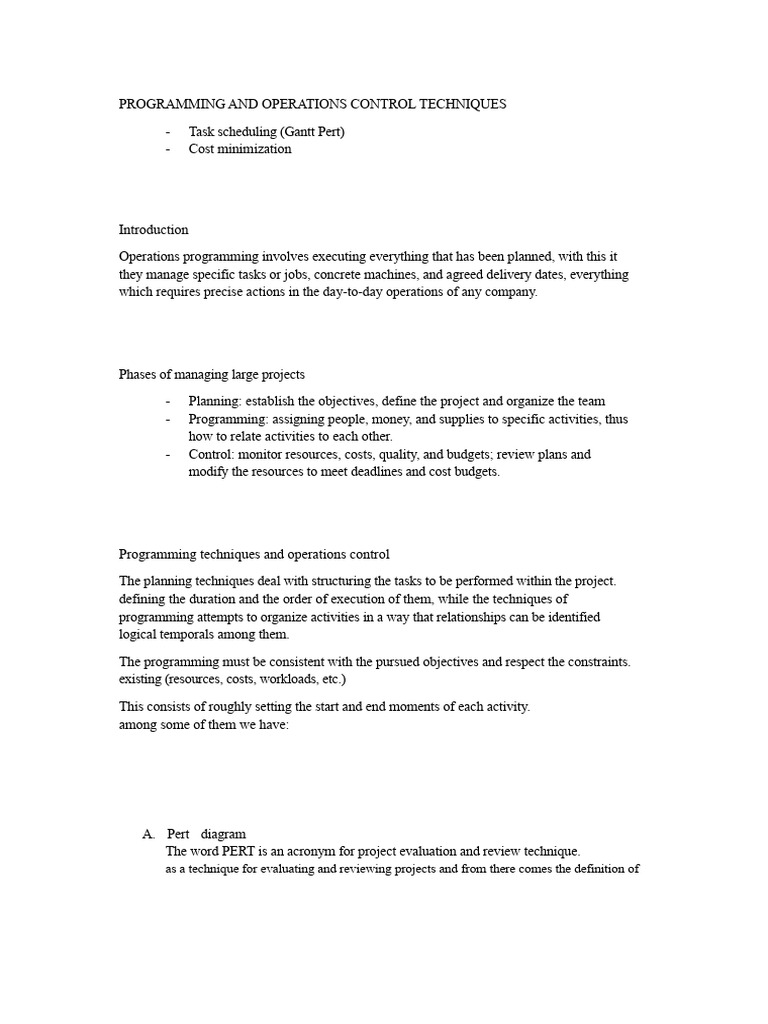 Programming Techniques and Operations Control | PDF | Project Management