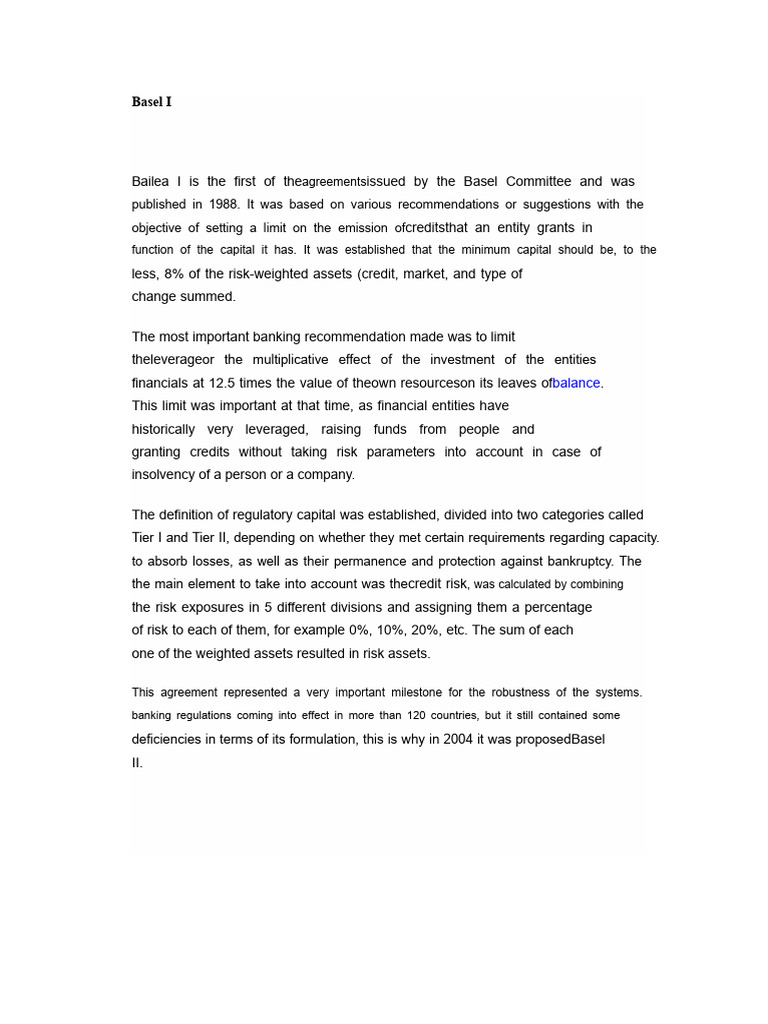 Overview of Basel I and II Regulations | PDF | Basel Iii | Capital ...