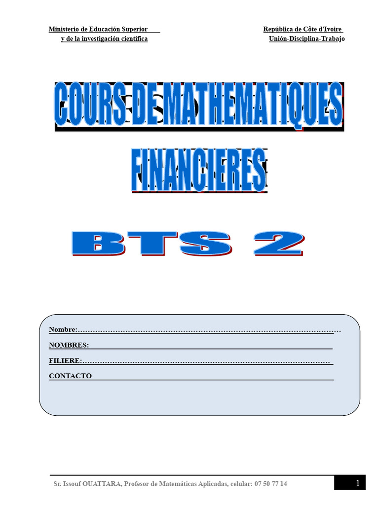 Fascículo de Matemáticas Financieras BTS2 | PDF | Interés | Deuda