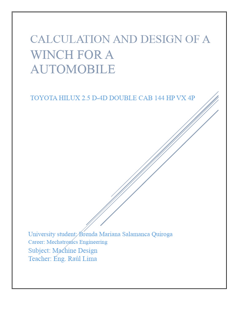 Winch Design for Toyota Hilux 2.5 D-4D | PDF | Wire | Vehicles