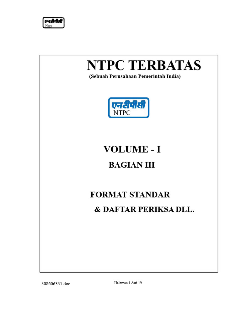 Format Standar dan Daftar Periksa NTPC | PDF