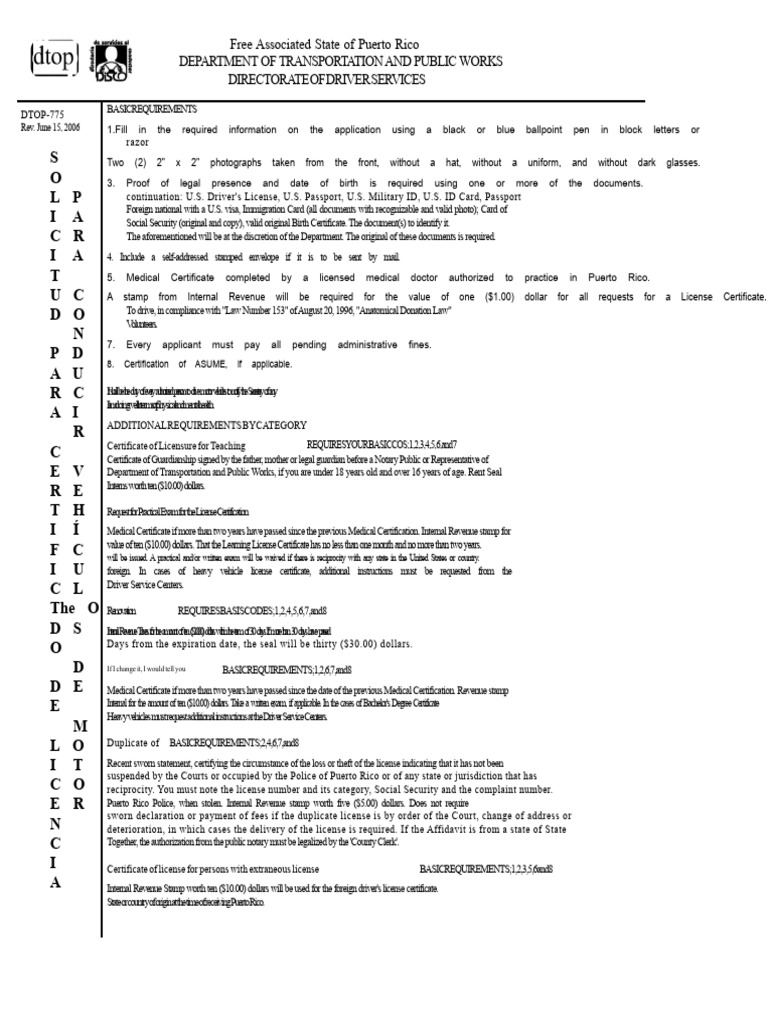 Puerto Rico Driver License Requirements | PDF | Identity Document ...