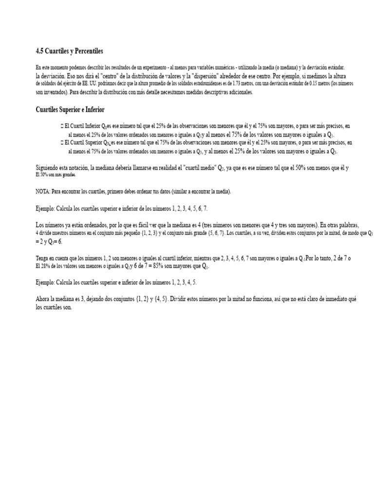 Cuartiles y Percentiles Explicados | PDF | Cuantil | Mediana