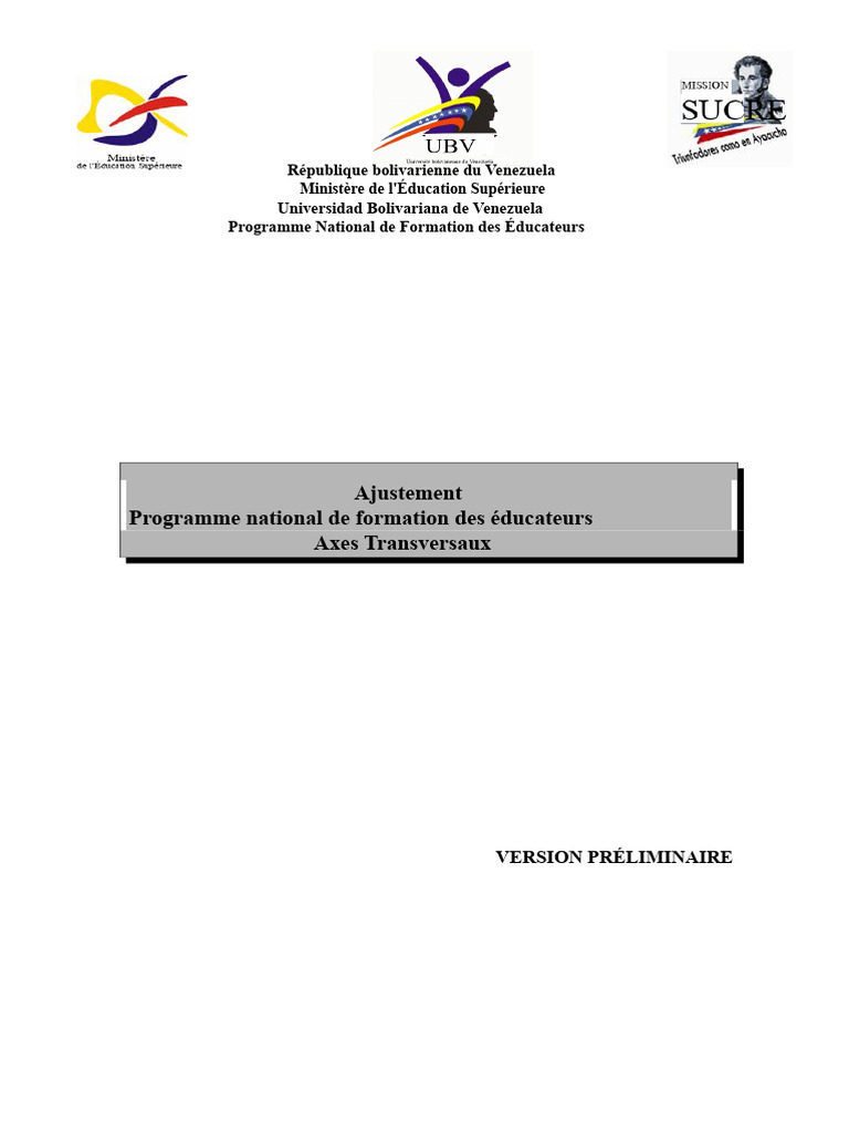 Programme de Formation des Éducateurs au Venezuela | PDF ...