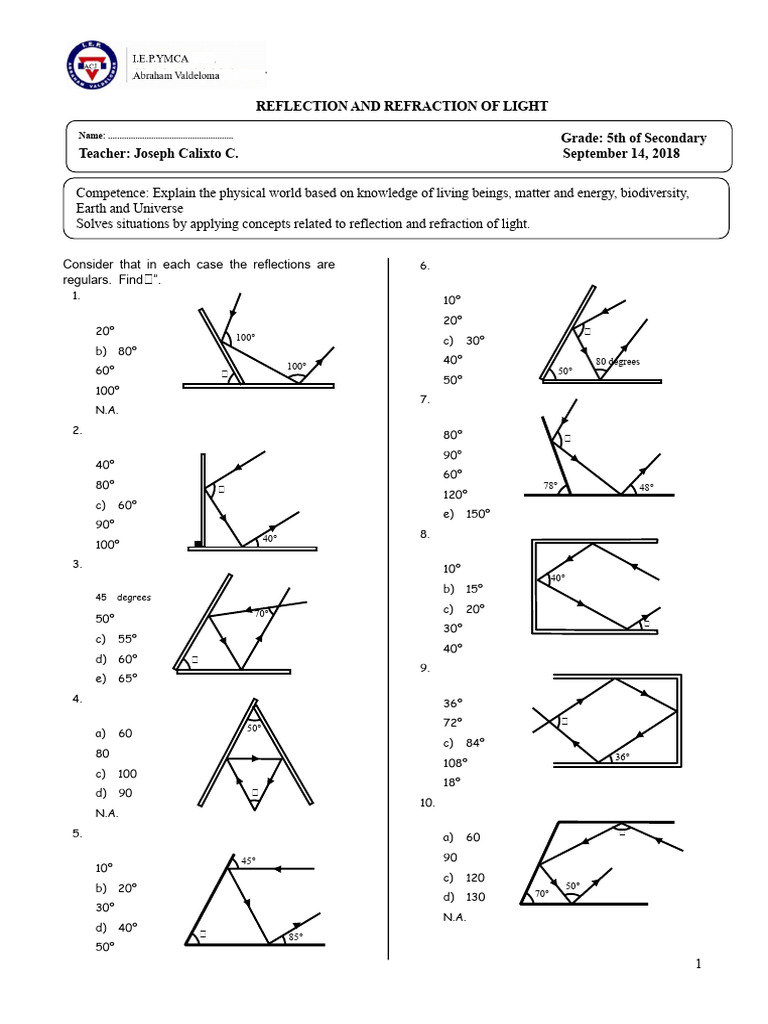 Light Reflection and Refraction Guide | PDF | Light | Refraction