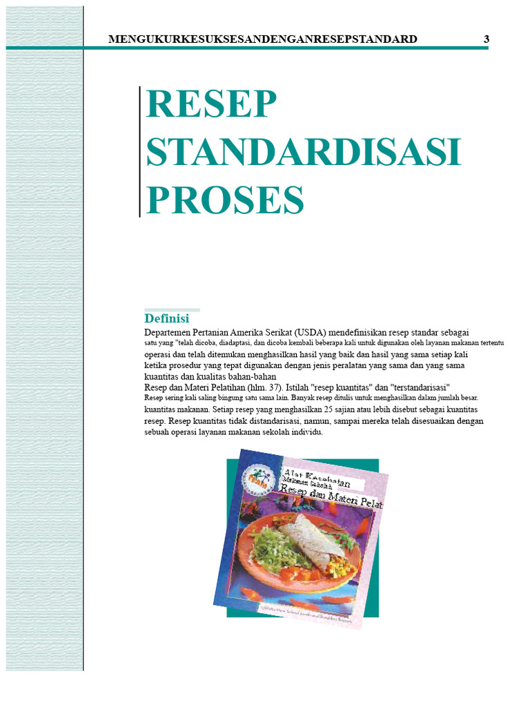 Manfaat Resep Standar untuk Layanan Makanan | PDF