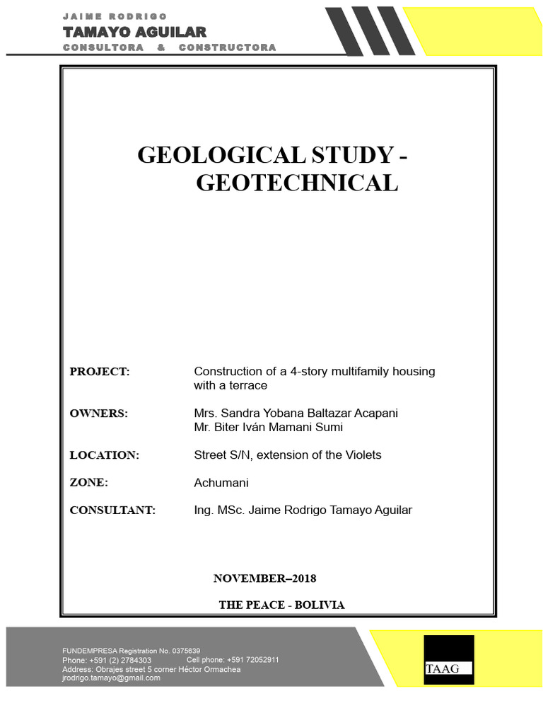 Geotechnical Study for Housing Project | PDF | Soil | Groundwater