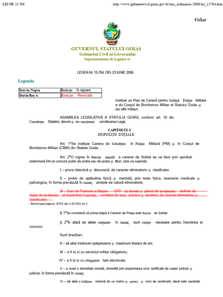 Legea 15.704 - Planul de Carieră Pentru Soldații Poliției Militare Și ...
