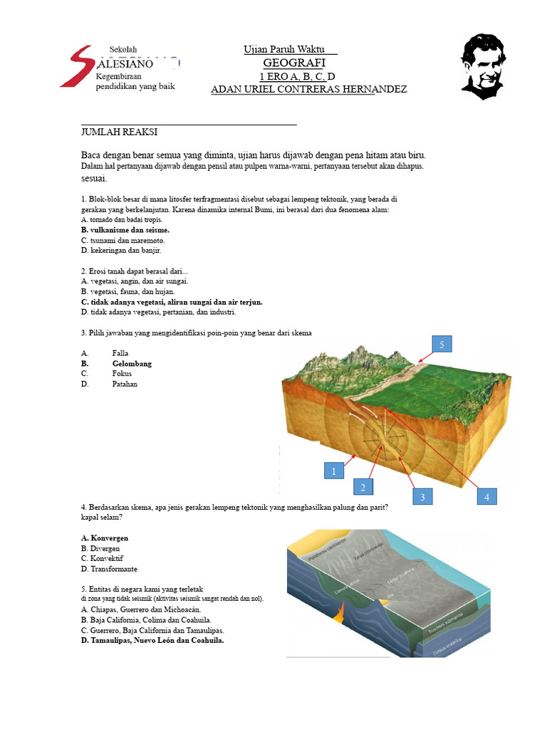 Ujian Geografi: Dinamika Bumi dan Erosi | PDF