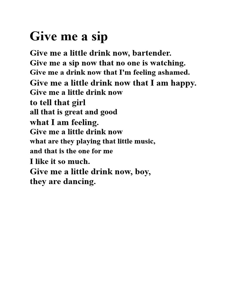 Request for a Sip at the Bar | PDF