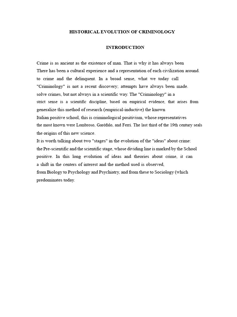 Evolution of Criminology Through History | PDF | Criminology | Crimes