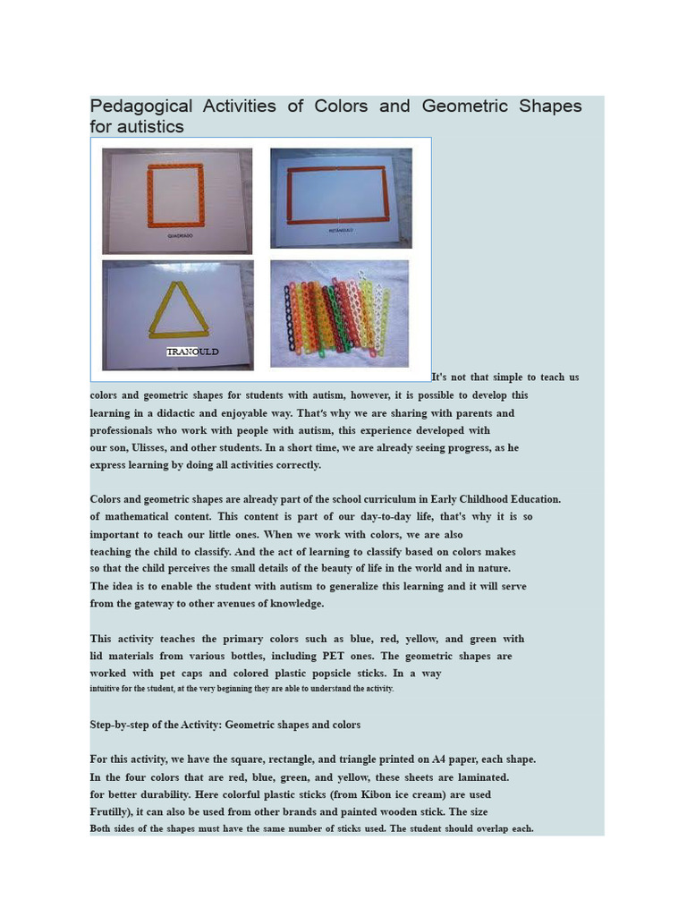 Teaching Colors and Shapes to Autistics | PDF | Autism | Shape