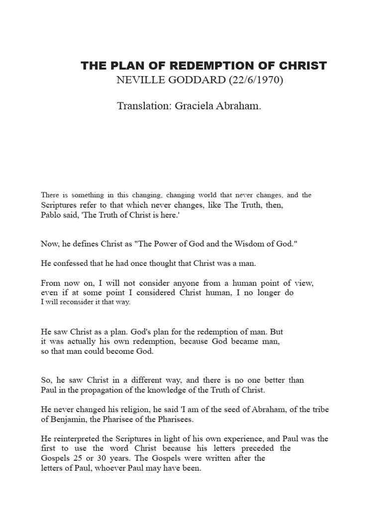 Christ: God's Redemption Plan | PDF | Jesus | Paul The Apostle