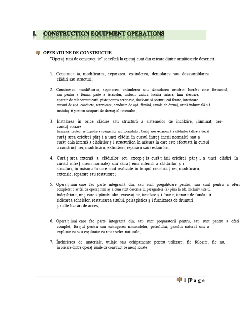 Operarea Și Gestionarea Echipamentelor de Construcții | PDF