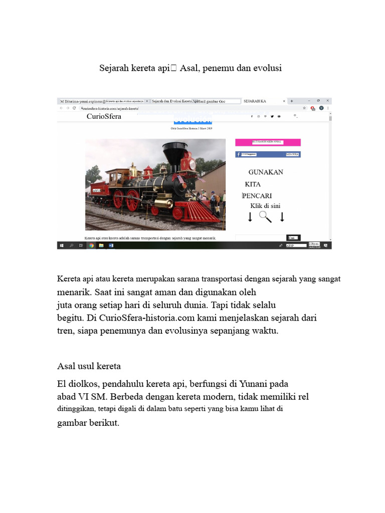 Sejarah dan Penemuan Kereta Api | PDF