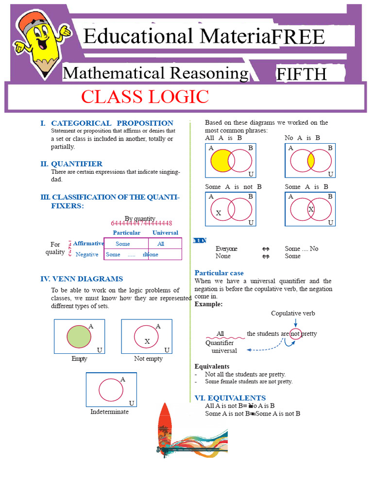 Class Logic For Fifth Grade of Secondary School | PDF | Logic | Grammar