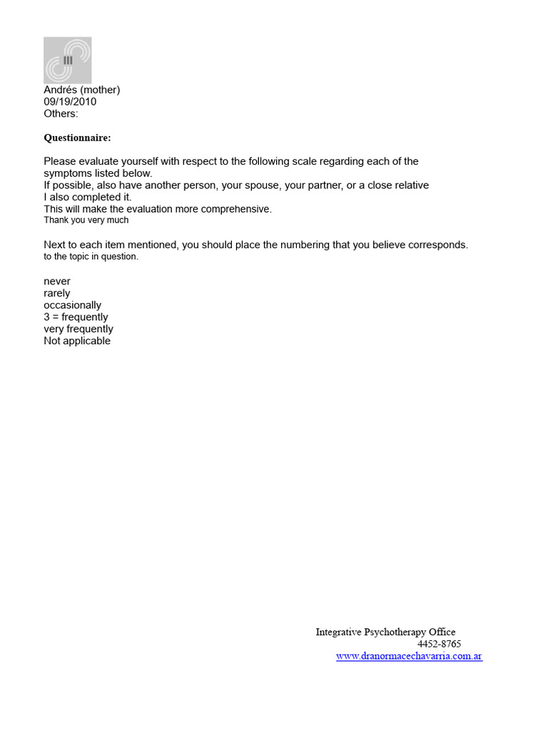 Add Amen Questionnaire | PDF | Attention Deficit Hyperactivity Disorder ...
