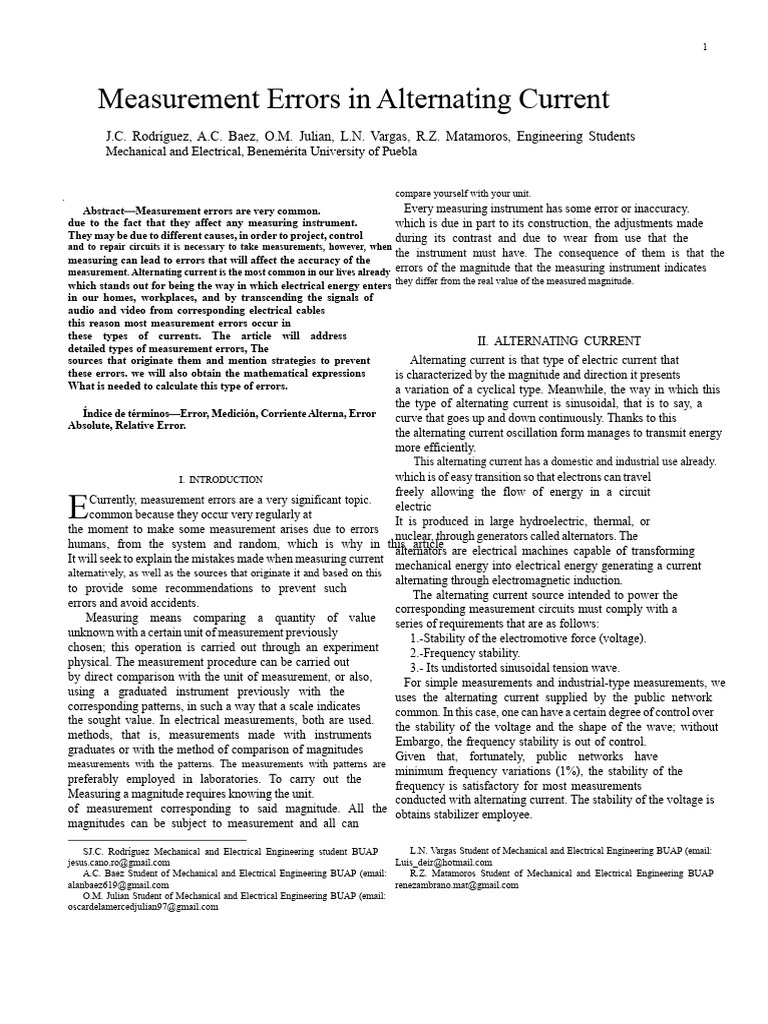 Measurement Errors in AC Systems | PDF | Accuracy And Precision ...
