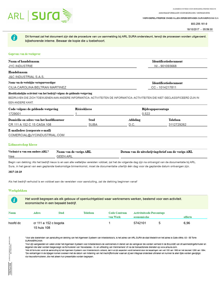 Aanmeldingsformulier Arl Sura | PDF