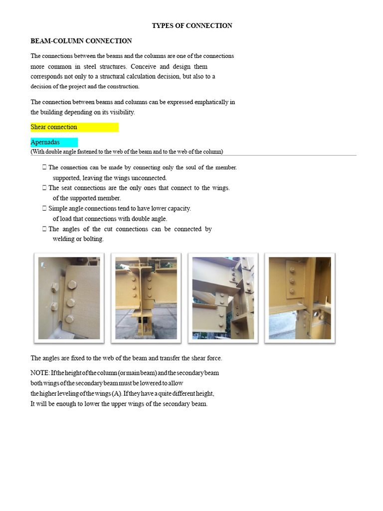 Beam-Column Connection Types Explained | PDF | Beam (Structure) | Screw