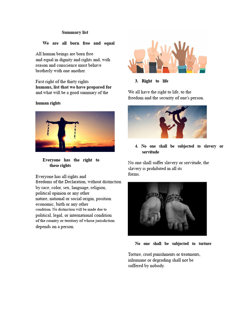 Summary of Human Rights Principles | PDF | Human Rights | Common Law