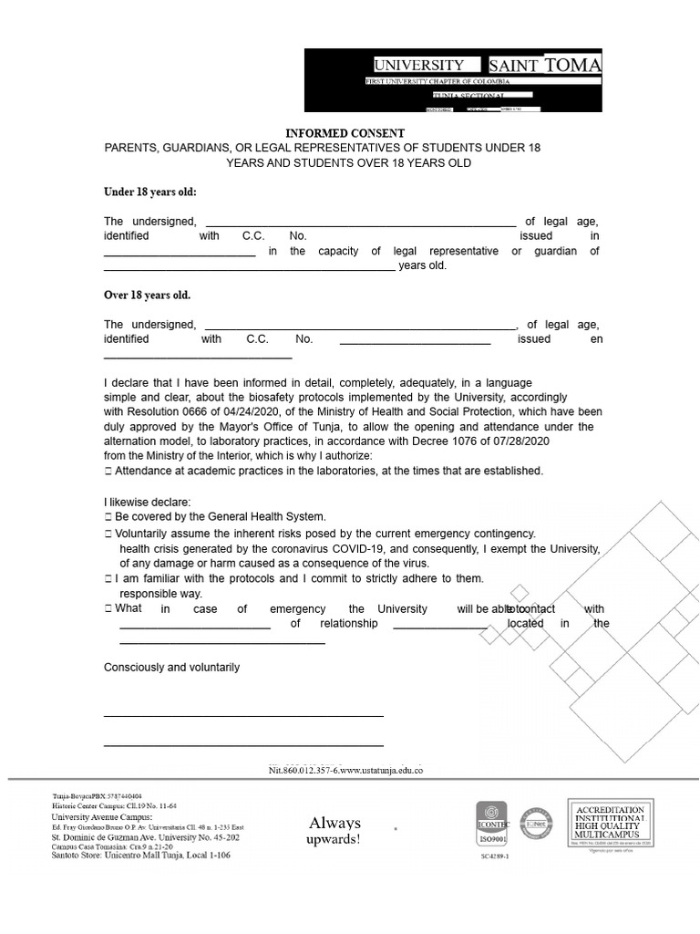 Informed Consent for University Labs | PDF