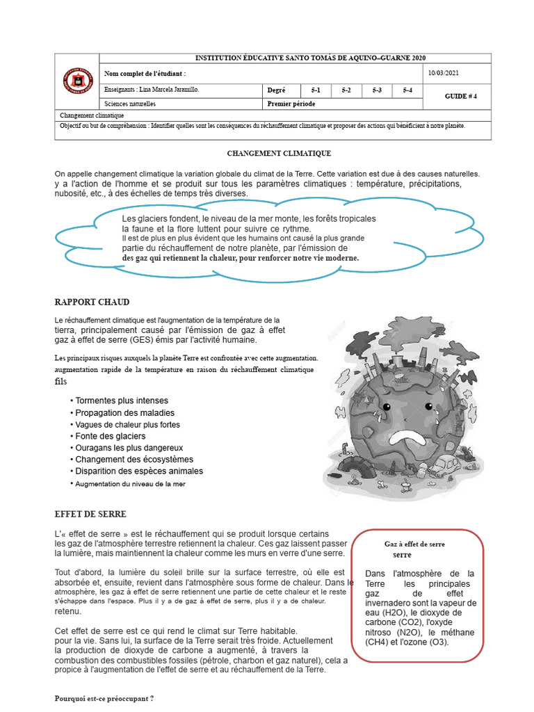Conséquences du Changement Climatique | PDF | Effet de serre ...