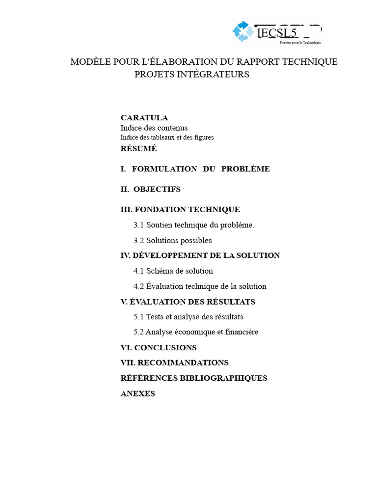 Modèle de Rapport Technique Intégrateur | PDF