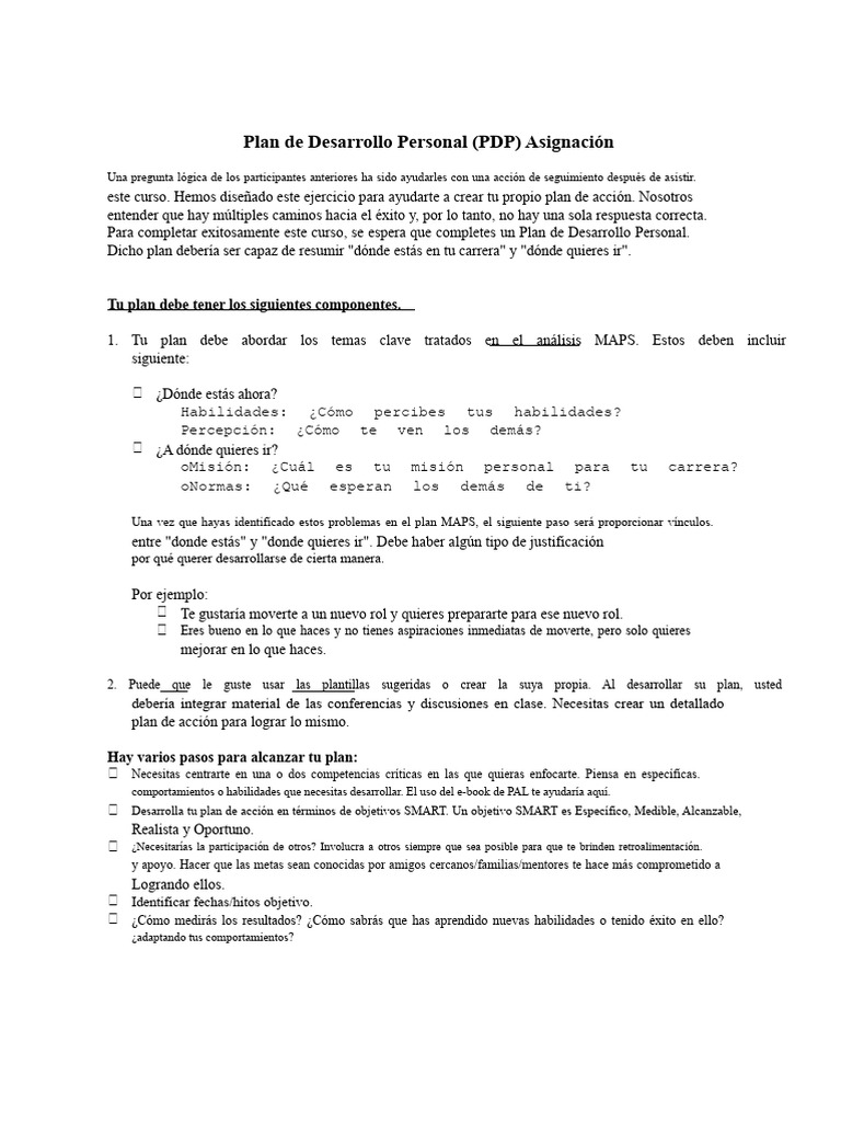 Guía para Crear un Plan de Desarrollo Personal | PDF | Desarrollo ...