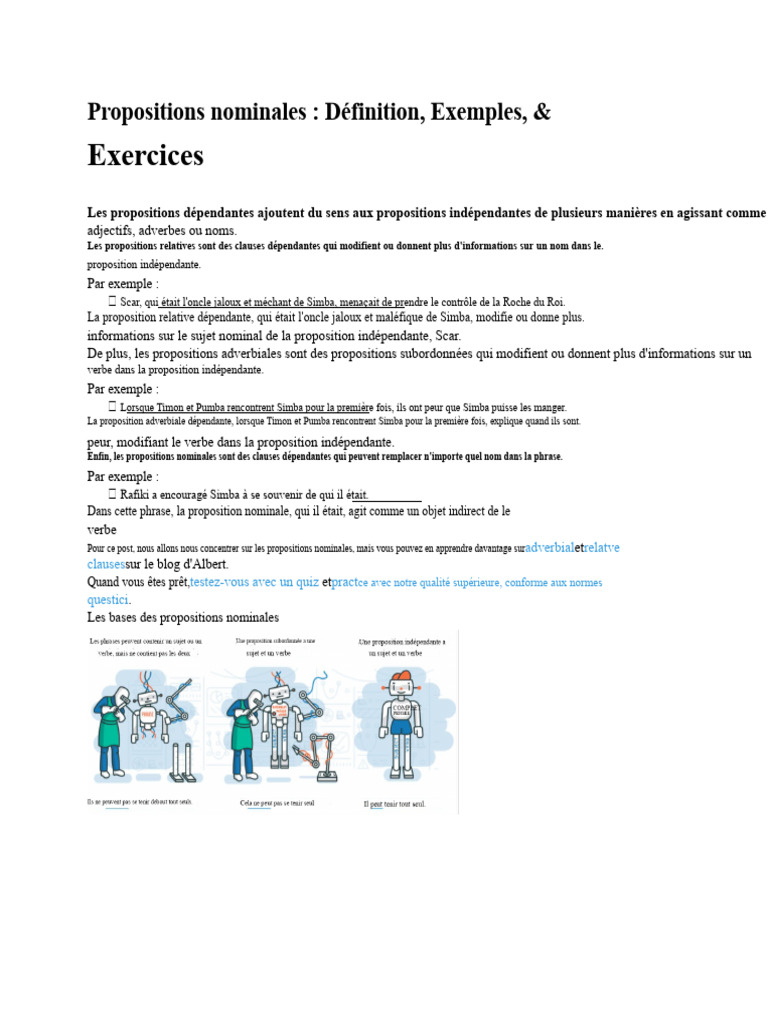 Propositions Nominales : Définition et Exemples | PDF | Clause | Phrase