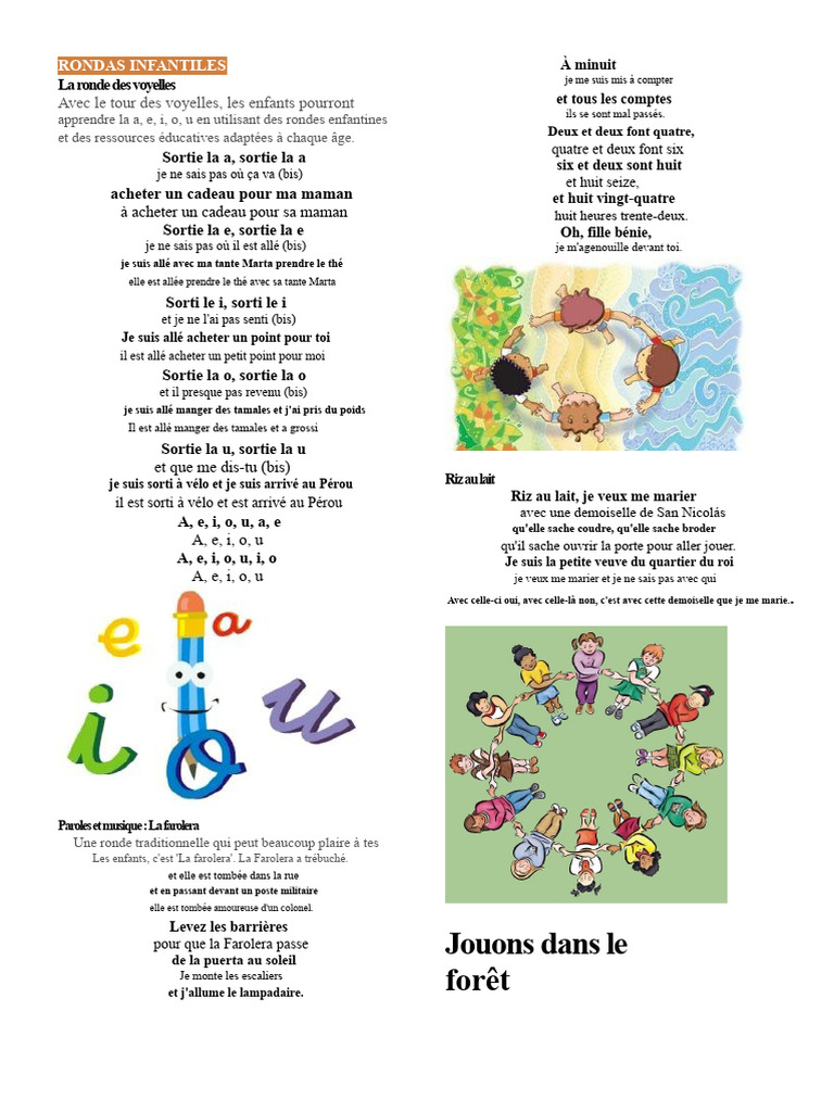 Ronde des voyelles pour enfants | PDF