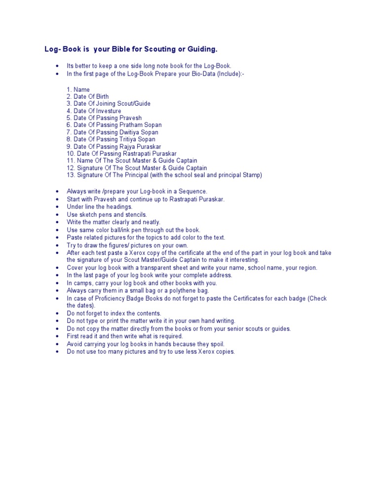 Scout Log Book