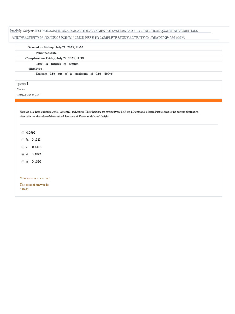 Quantitative Methods Activity 2.1 | PDF | Standard Deviation | Variance
