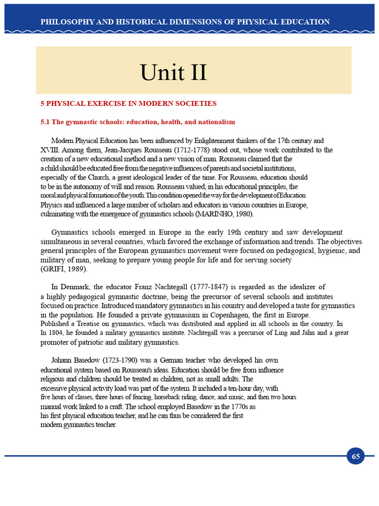 PHILOSOPHY AND HISTORICAL DIMENSIONS OF PHYSICAL EDUCATION Unit II | PDF