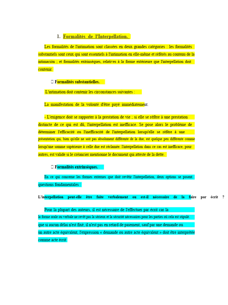 Formalités et effets de l'interpellation | PDF | Débiteur | Droit des ...