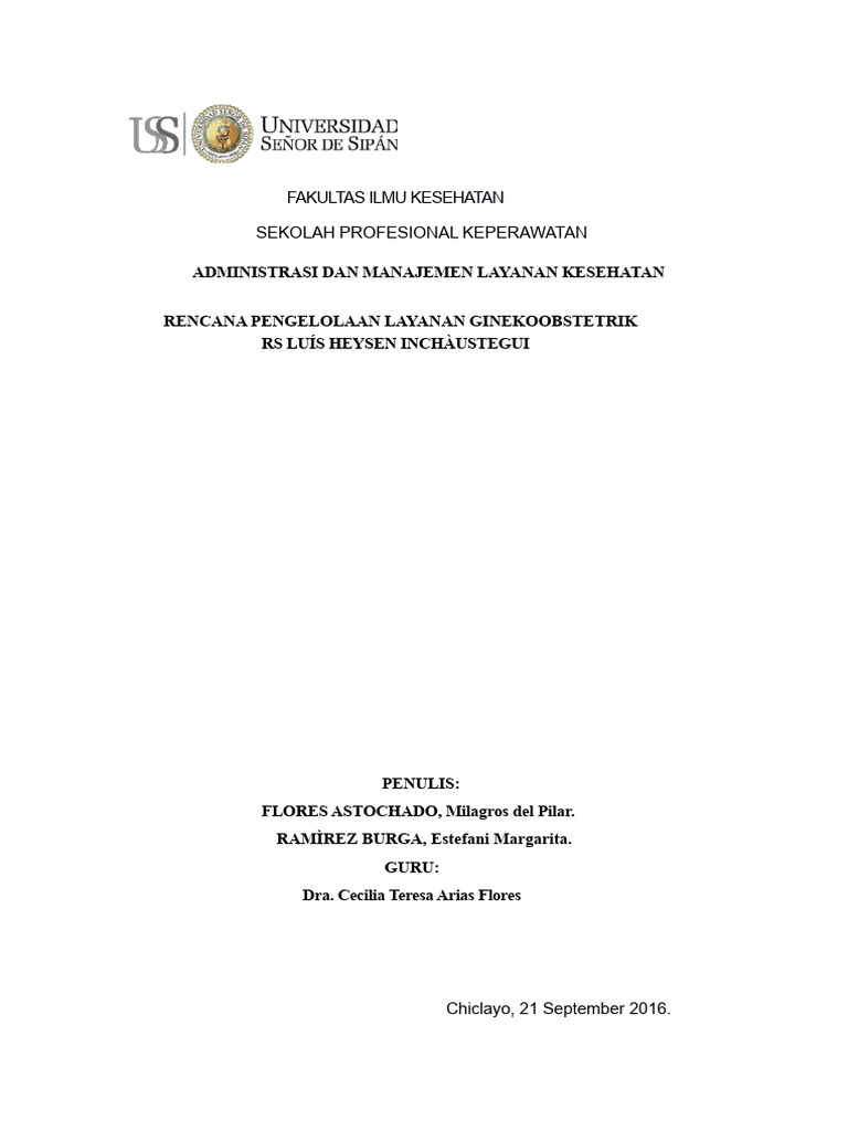 Rencana Pengelolaan Layanan Ginekologi RS Inchaustegui | PDF