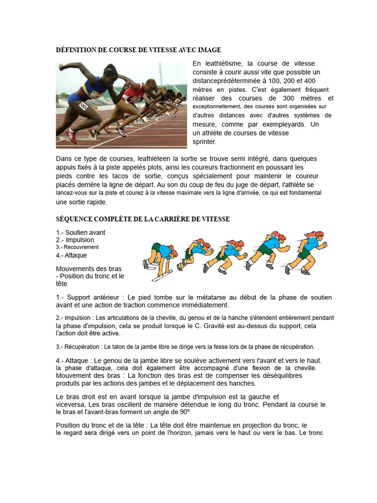 Définition de la course de vitesse | PDF | Athlétisme