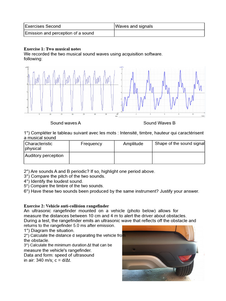 Sound Waves and Ultrasonic Exercises | PDF | Sound | Ultrasound