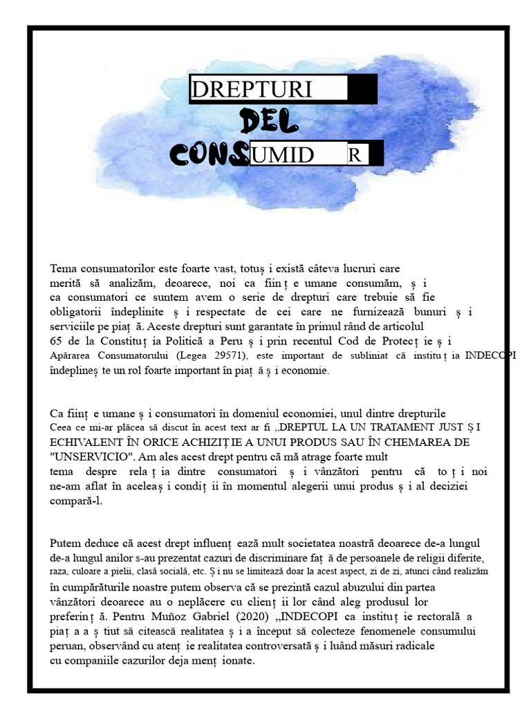Text Scris Despre Drepturile Consumatorului | PDF