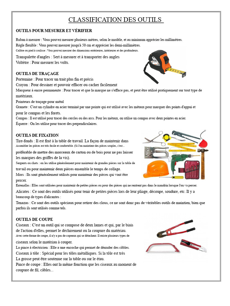 Guide des Outils de Mesure et Découpe | PDF | Perceuse | Outils