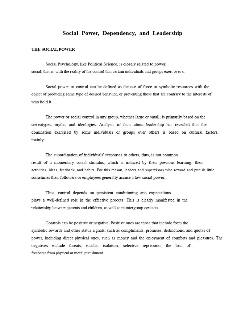Social Power.docx | PDF | Power (Social And Political) | Leadership