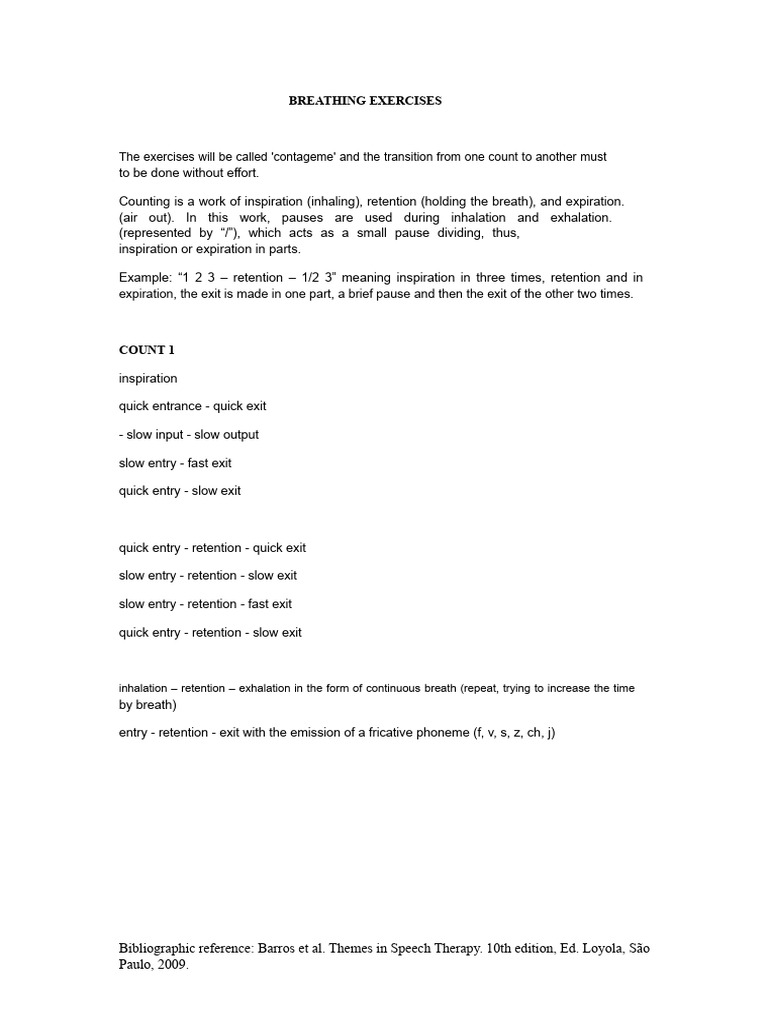 BREATHING EXERCISES and CPFA | PDF | Exhalation | Breathing