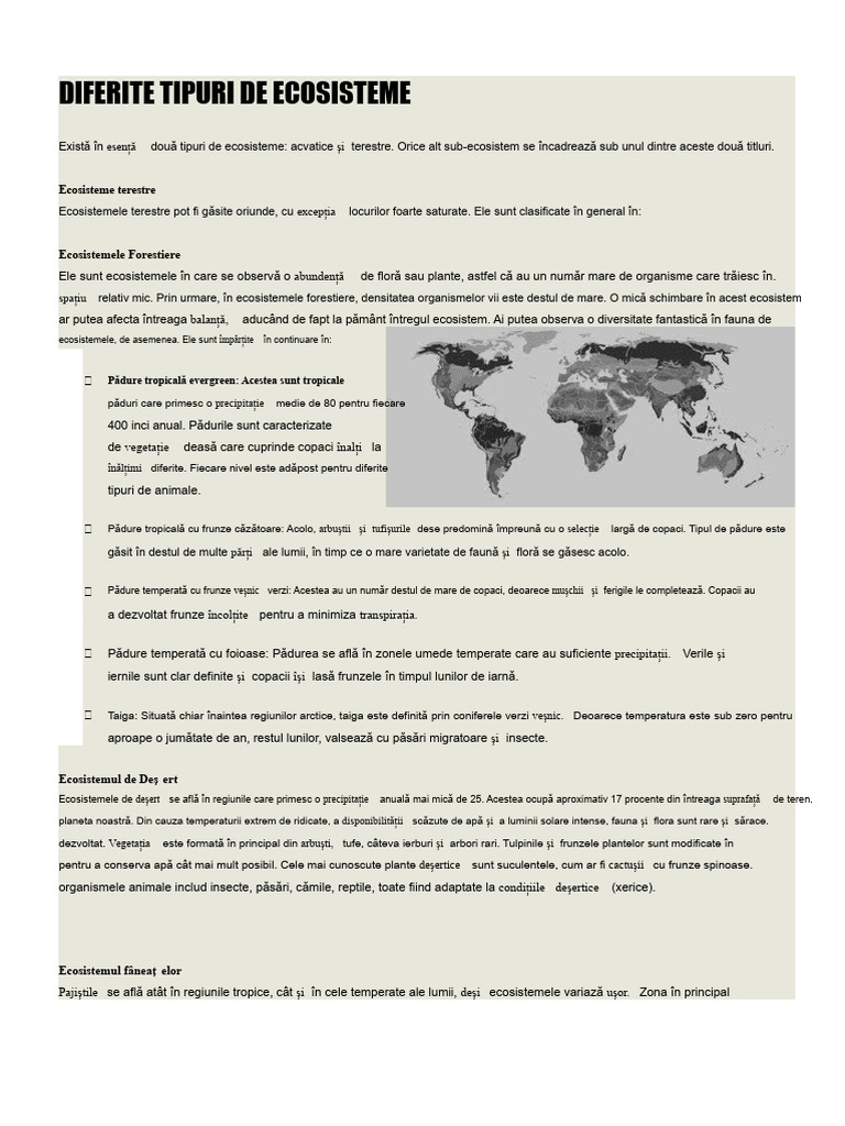 Tipuri Diferite de Ecosisteme | PDF