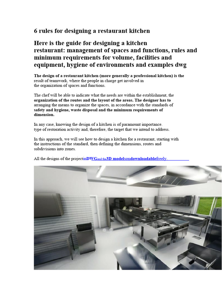 Restaurant Kitchen Design Guidelines | PDF | Kitchen | Refrigerator